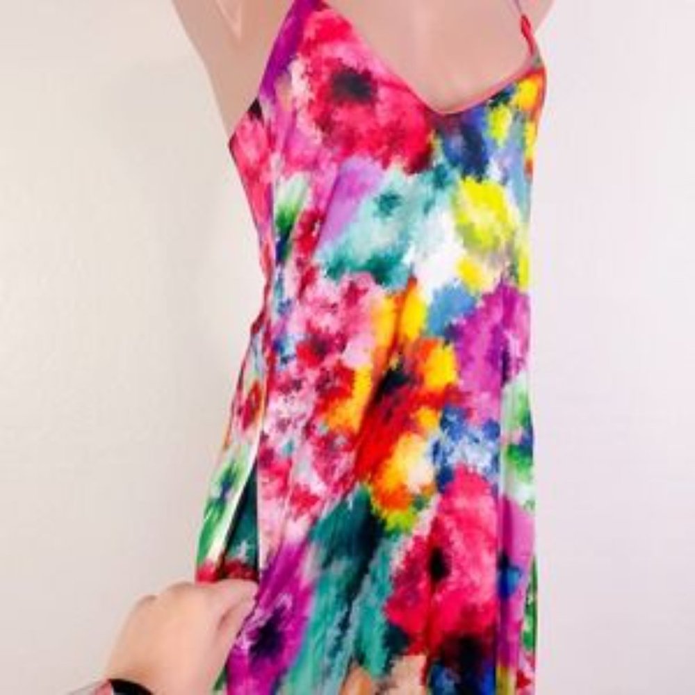 Nicole Miller Anthro watercolor floral maxi pocket sun dress size XS - Picture 4 of 6
